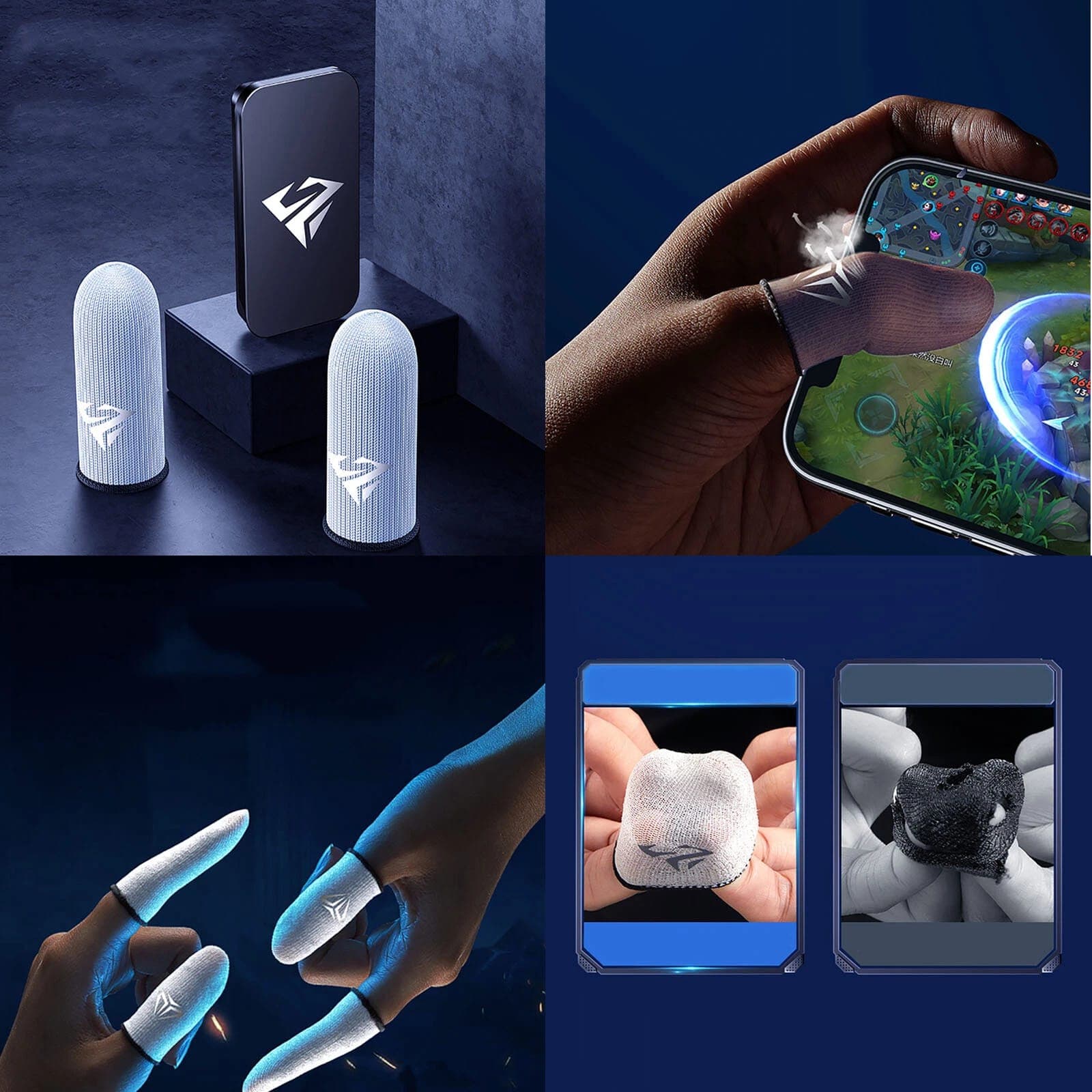Ice Silk PUBG Gaming Finger Sleeve Game Controller Sweatproof Gloves Thumb